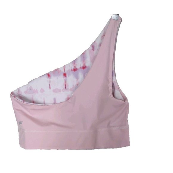 Fabletics Sports Bra Size Medium Harlow One Shoulder Reversible Sway/Guava Pink - Picture 5 of 9